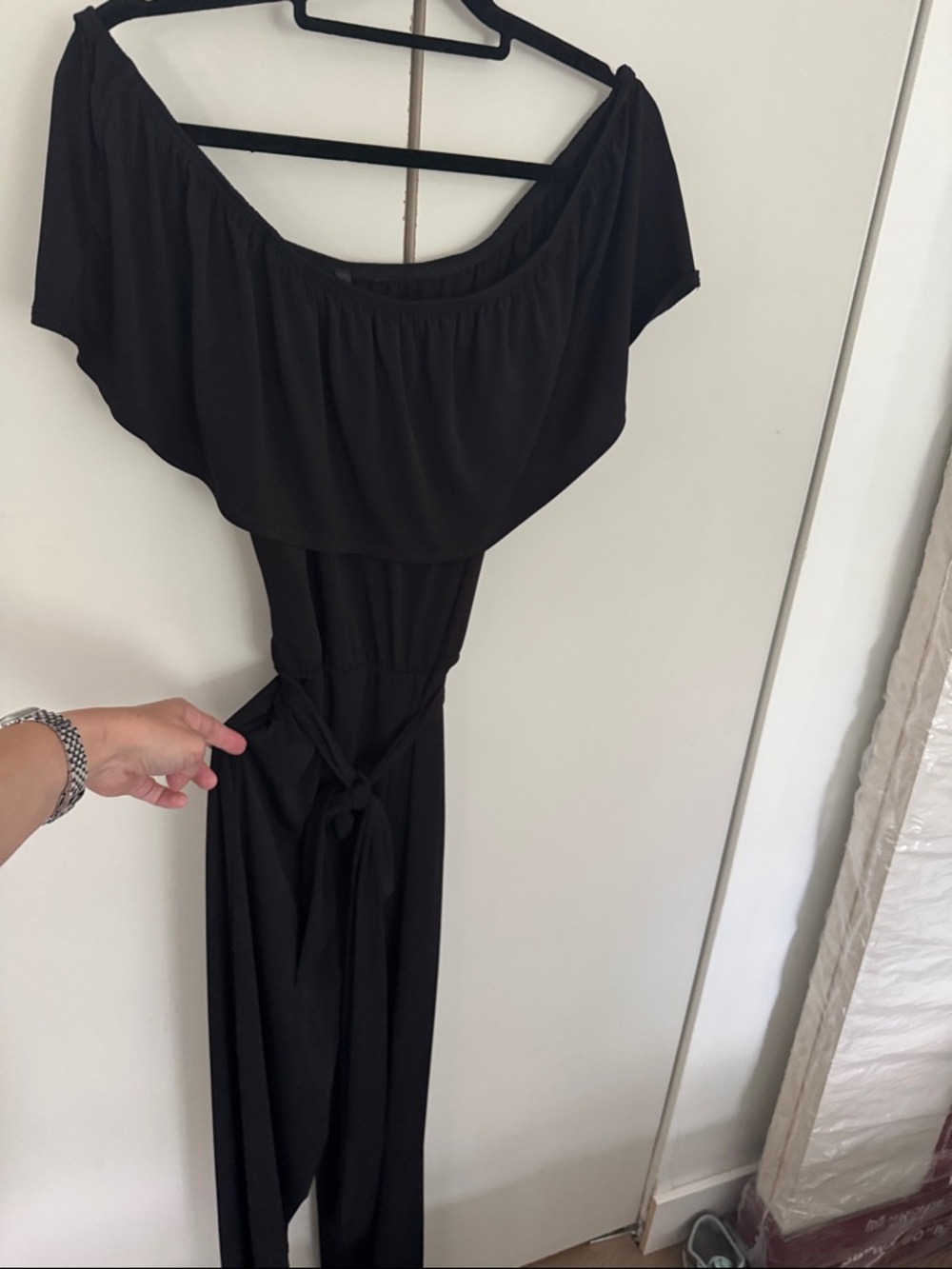 Black Off-Shoulder Women’s Jumpsuit Dress